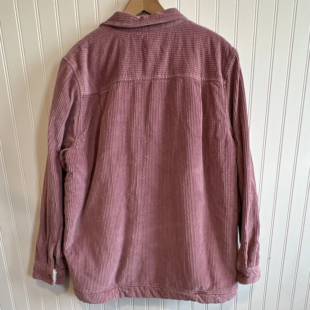 L.L.Bean Sherpa Lined Button Front Jacket Dusty Rose Pink Solid Pockets Size L